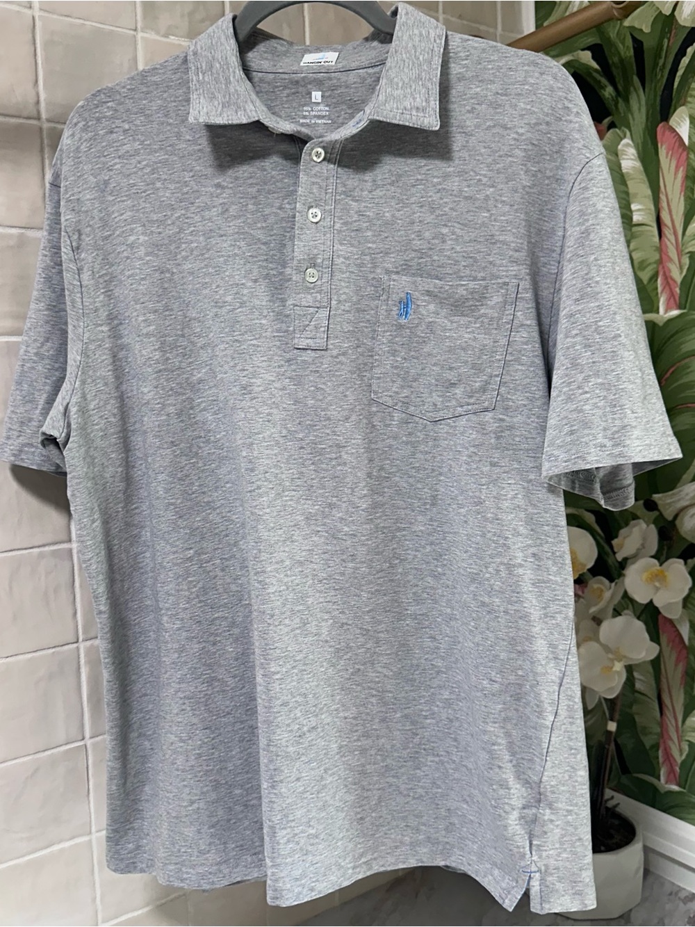 Johnnie-O Heathered Original 2.0 Polo in a light heather gray - size L